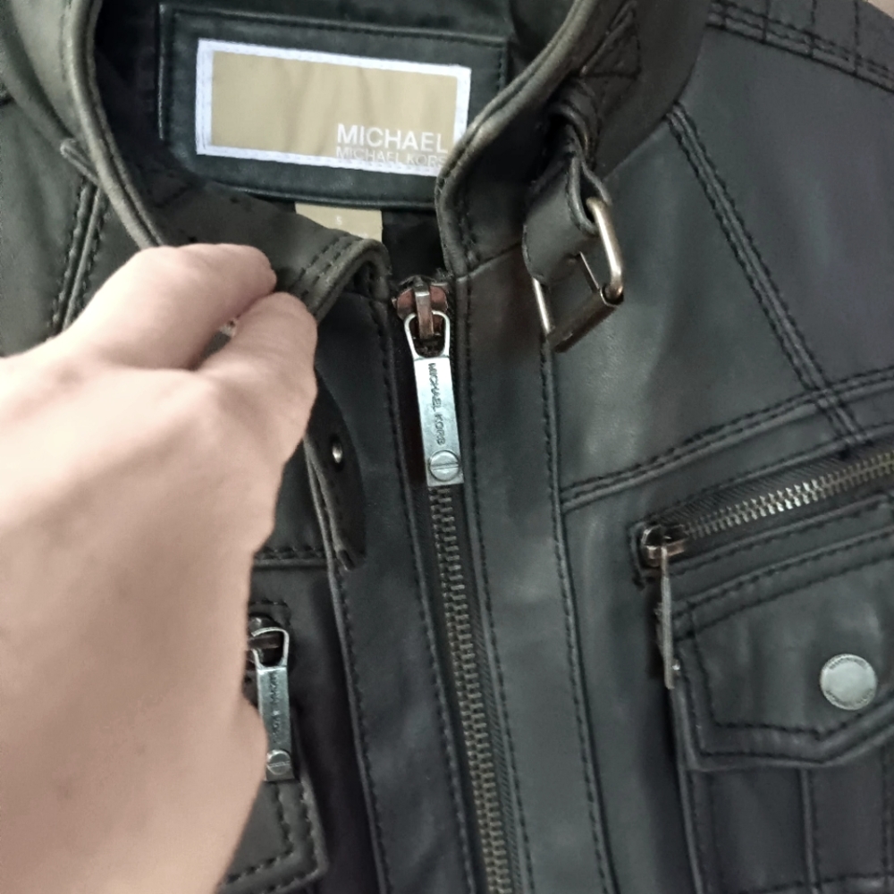 Michael Kors leather jacket small grey